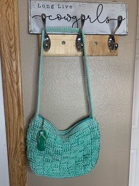 HANDCRAFTED by Afton Mint Crochet Shoulder Bag with Flip Flop Charm